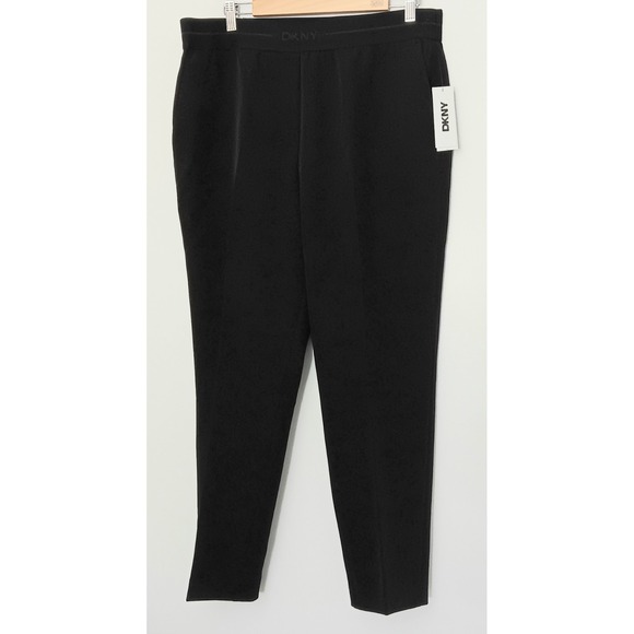 Dkny Pants - DKNY The Essex Pant Women's Size L Slim Leg Pullon Stretch Waist Ankle Black NEW